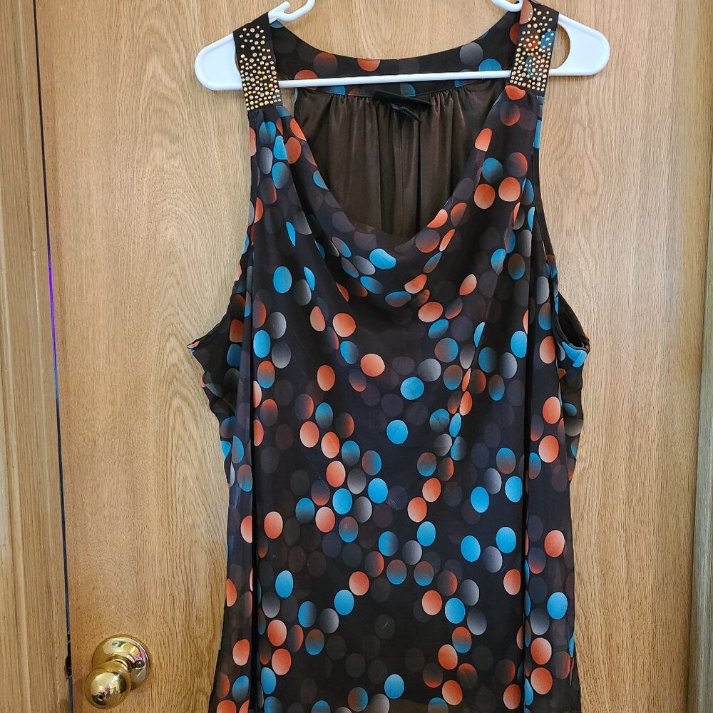 Lane Bryant Sleeveless Brown with Polka Dots Blouse Size 26/28